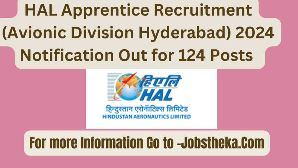 HAL Apprentice Recruitment (Avionic Division Hyderabad) 2024 Notification Out for 124 Posts